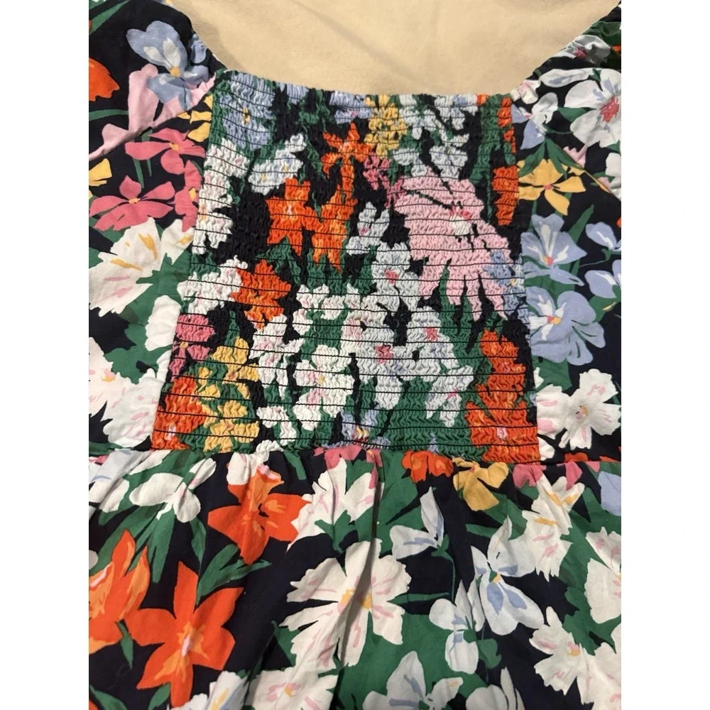 Old Navy Puff-Sleeve‎ Smocked Blouse Women's Size XXL Colorful Floral Spring